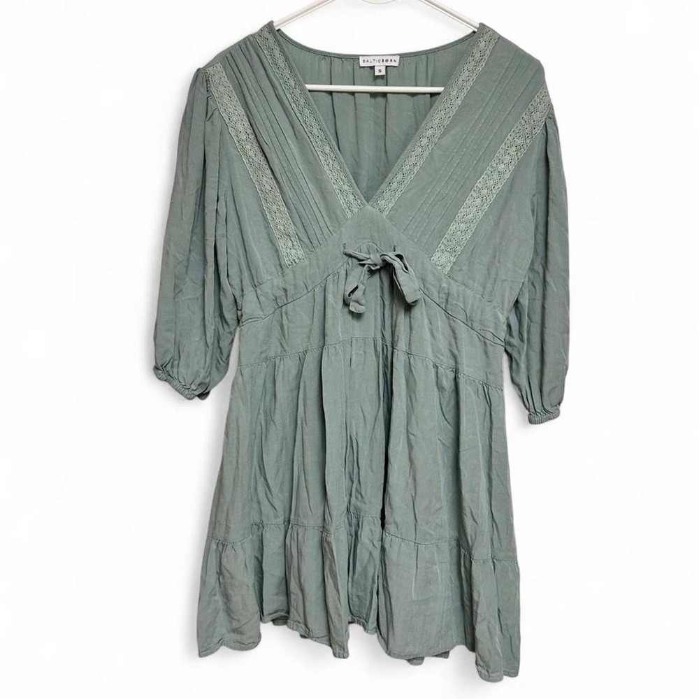 Baltic Born Sage Green Tunic Blouse/minidress with Lace